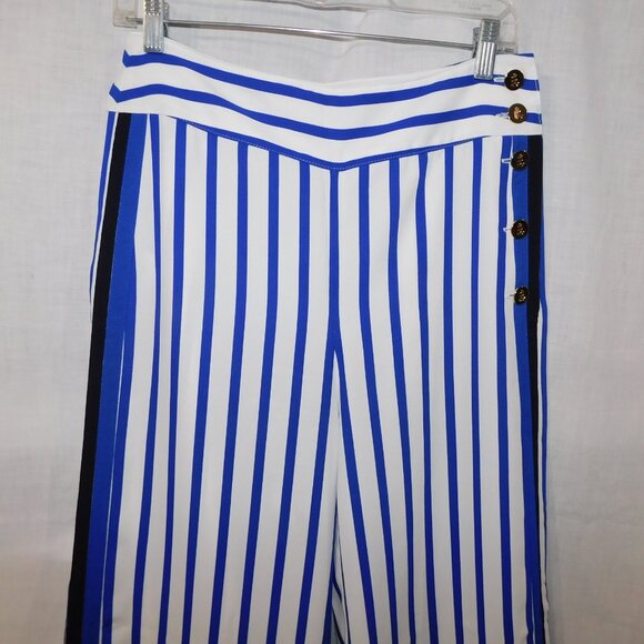 Lauren Ralph Lauren Womens 6 Blue White Striped Wide Leg Pant High Rise - Picture 7 of 16